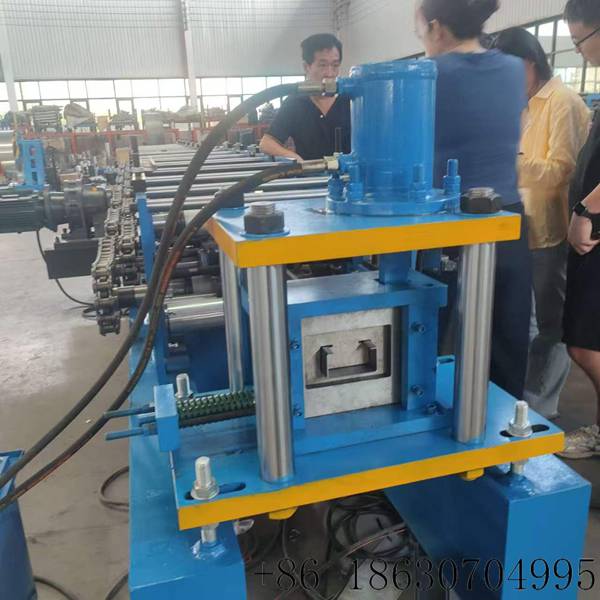 Automated PLC touchscreen control panel for the Cuba mold C-purlin machine by Hebei Xinnuo.