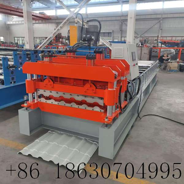 800 glazed tile metal roof panel forming machine full machine view Hebei Xinnuo