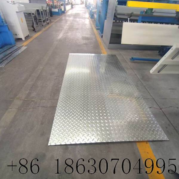 Finished embossed metal sheet with diamond anti-slip pattern