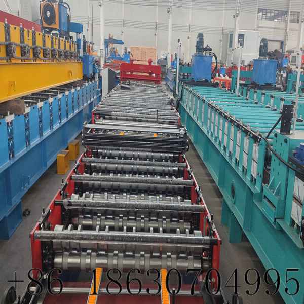 Rear overall view of double deck roll forming equipment