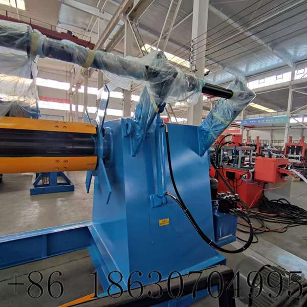 Main body of 8 ton automatic hydraulic decoiler with feeding trolley