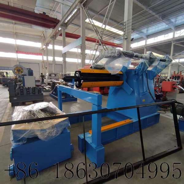 Main body of 8 ton automatic hydraulic decoiler with feeding trolley