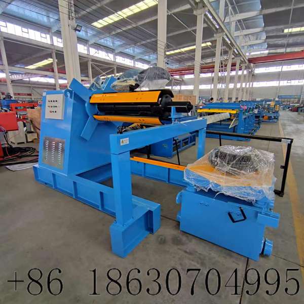 Main body of 8 ton automatic hydraulic decoiler with feeding trolley