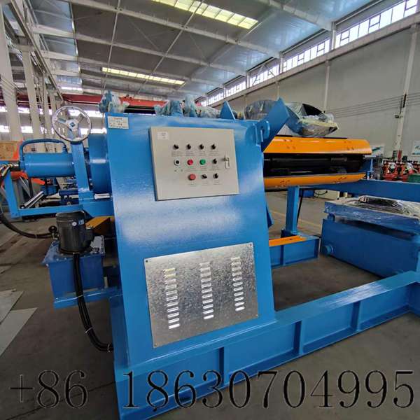 Main body of 8 ton automatic hydraulic decoiler with feeding trolley
