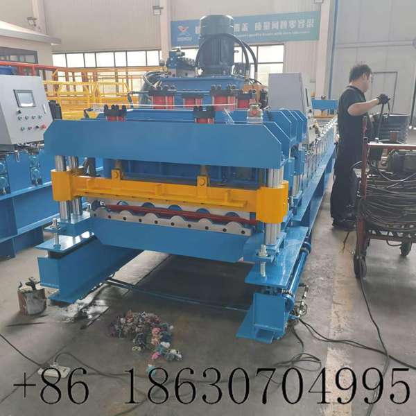 Side view of glazed tile roll forming machine