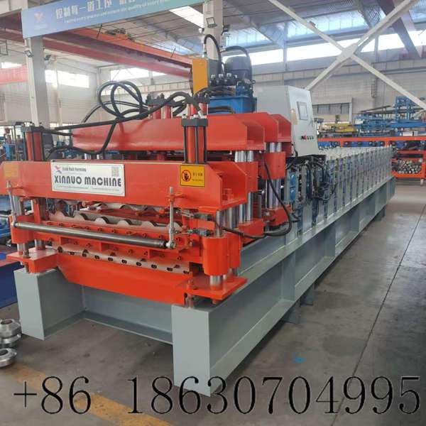 840 trapezoidal and 800 bamboo glazed tile double layer roof roll forming machine overall view