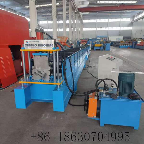 Gutter making machine full overall view Xinnuo modular drainage gutter roll forming equipment factory workshop