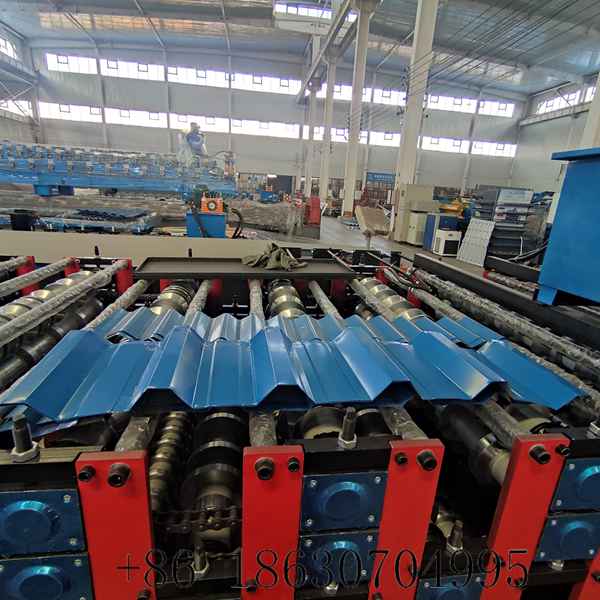 Finished roofing sheets made by the triple layer machine