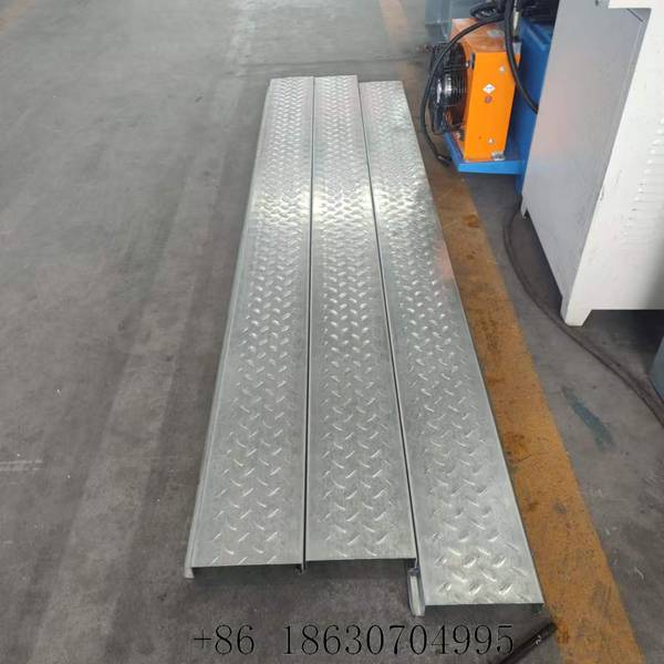 Finished galvanized steel floor deck panels ready for installation