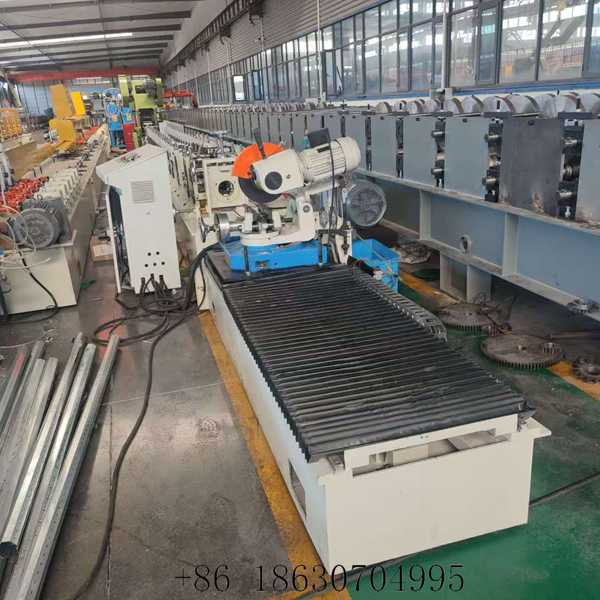 Overall front view of the octagonal tube roll forming machine in the workshop