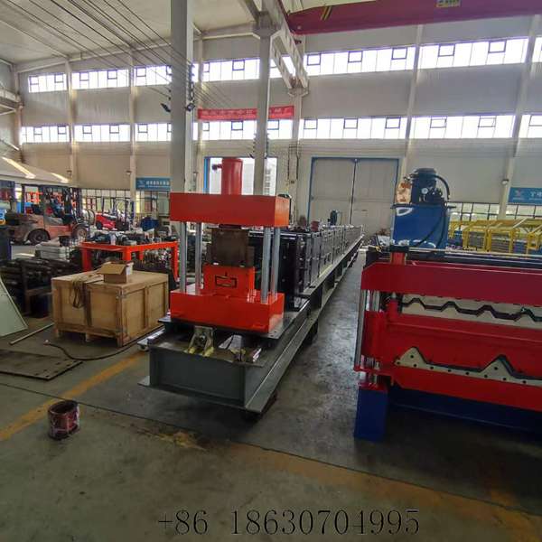 Front view of the container house base beam roll forming machine