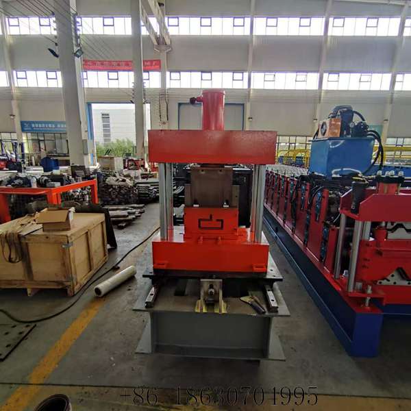 Side view of the container house base beam roll forming machine