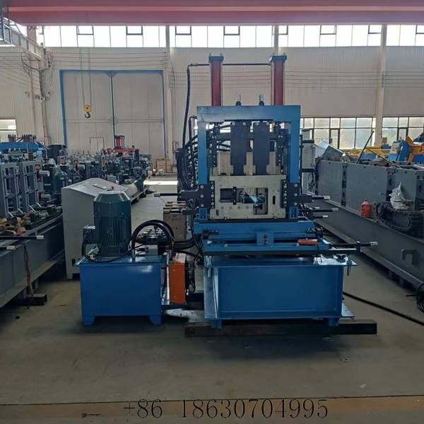 Front view of the fully automatic CZ purlin roll forming machine with electric C/Z quick change