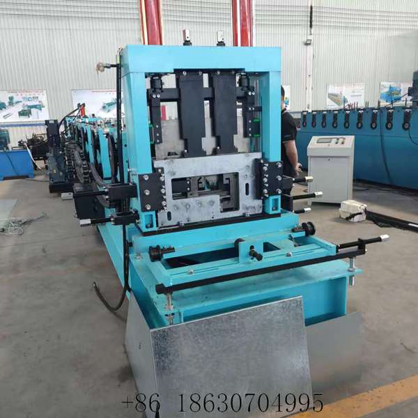 Front view of the C purlin forming machine showing the complete automatic CZ purlin roll forming line and purlin profile sections