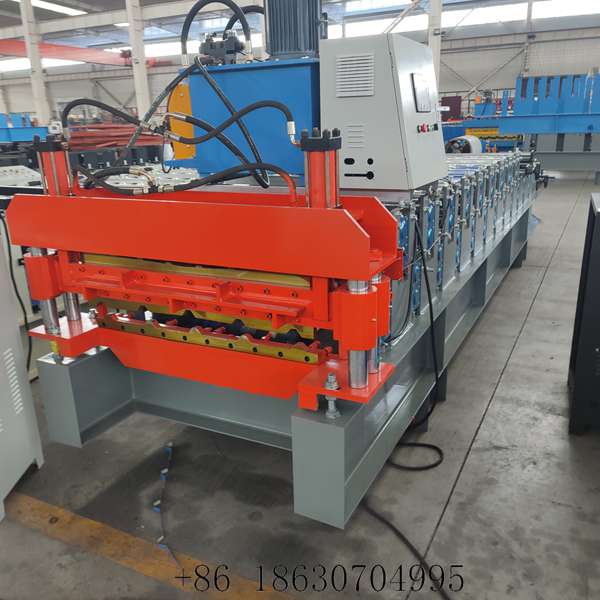 Front view of the 840+900 double deck roofing sheet roll forming machine