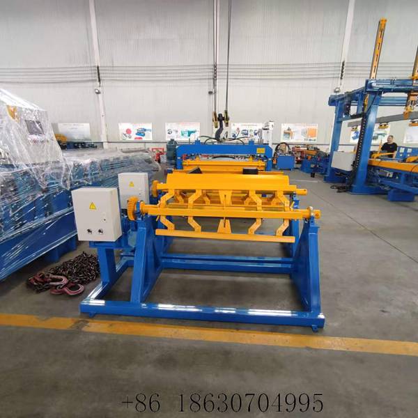 Five-ton powered coil decoiler feeding a roll forming line
