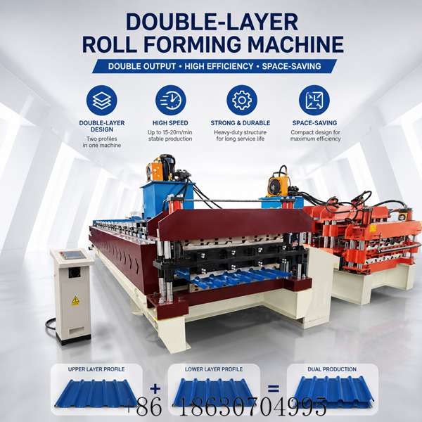 Double Layer Metal Roof Panel Roll Forming Machine overall view for Nigeria roofing sheets