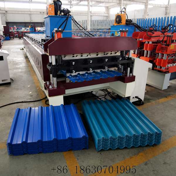 Finished IBR and corrugated roofing sheets discharge from Double Layer Metal Roof Panel Roll Forming Machine