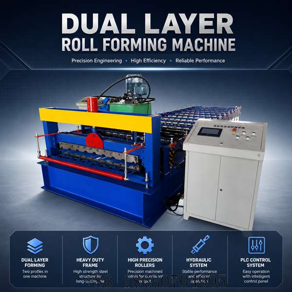 Trapezoidal roof panel roll forming machine front view