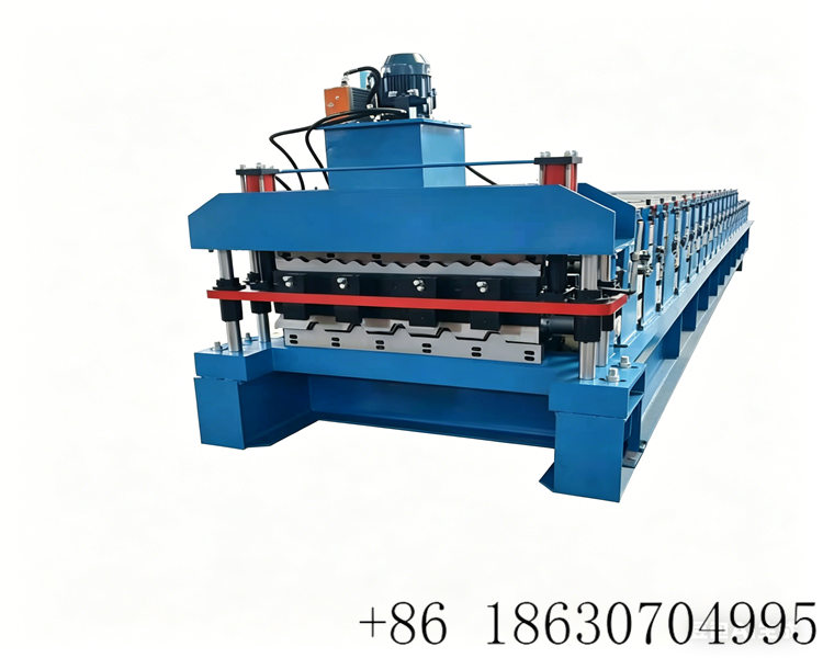 Double layer trapezoidal corrugated roof panel forming machine